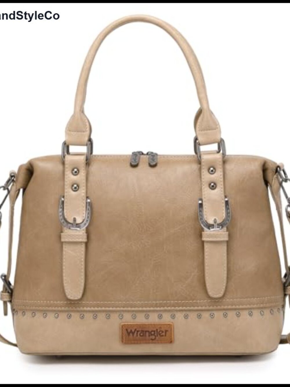 Faux Leather Western Barrel Satchel Handbag with Detachable Strap, 3 Pockets